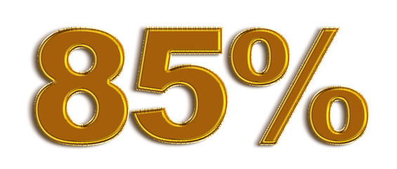 85 Percent off 3d Sign on White Background