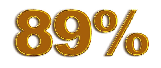 89 Percent off 3d Sign on White Background