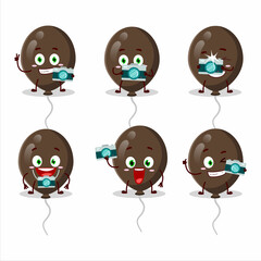 Photographer profession emoticon with brown balloons cartoon character