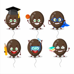 School student of brown balloons cartoon character with various expressions
