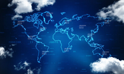 Cloud network in abstract technology background. Cloud networking concept. - Illustration