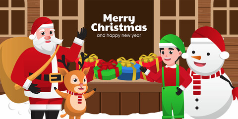 Merry Christmas and happy new year greeting card