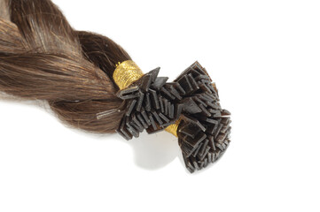 Braided Pre-Bonded Straight Flat Tip Brown Human Hair Extensions