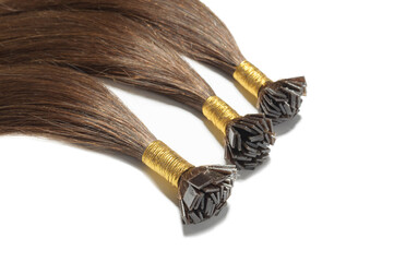 Pre-Bonded Straight Flat Tip Brown Human Hair Extensions	