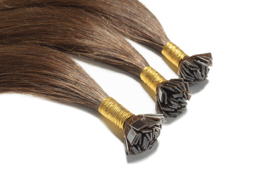 Pre-Bonded Straight Flat Tip Brown Human Hair Extensions	
