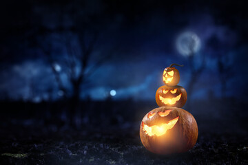 Halloween image with pumpkins . Mixed media