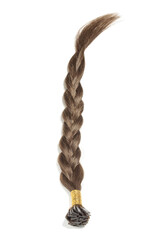 Braided Pre-Bonded Straight Flat Tip Brown Human Hair Extensions	