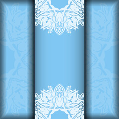 Blue color card with vintage white pattern for your design.