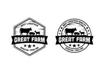 Vintage livestock logo illustration design template inspiration