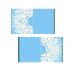 Blue color card with abstract white pattern for your design.