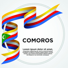 Comoros Independence Day, Waving ribbon with Flag of Madagascar, Template for Independence day. logo vector illustration.