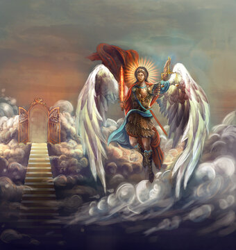 saint archangel Michael at Heaven gate