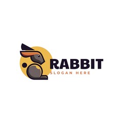 Vector Logo Illustration Rabbit Simple Mascot Style.