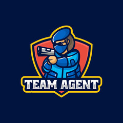 Vector Logo Illustration Agent E Sport and Sport Style.