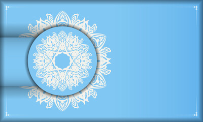 Light blue banner with vintage white pattern and space for text