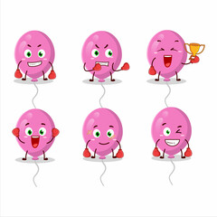 A sporty pink balloons boxing athlete cartoon mascot design