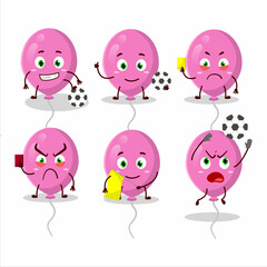 Pink balloons cartoon character working as a Football referee