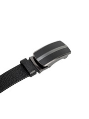 black leather belt on isolated white background