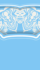 Baner of blue color with vintage white ornament for design under the text