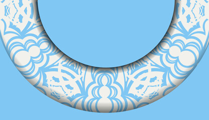 Baner of blue color with vintage white ornament for design under the text