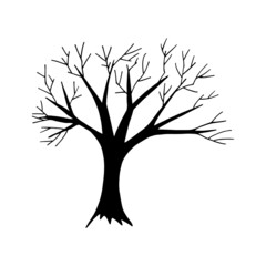 Obraz premium tree hand drawn doodle. vector, scandinavian, nordic, minimalism, monochrome. icon, sticker.