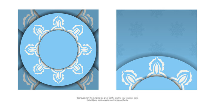 Brochure in blue with Greek white ornaments for your brand.