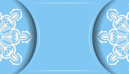 Baner of blue color with mandala white pattern for design under your logo