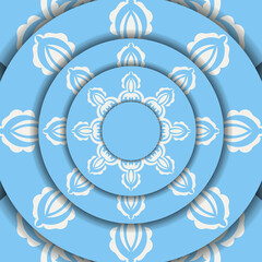 Blue banner with vintage white ornament for design under your logo