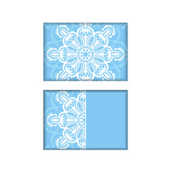 Blue color flyer with vintage white pattern for your design.