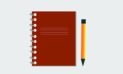 Notebook with pencil in beautiful vector format.