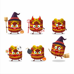Halloween expression emoticons with cartoon character of red round gift