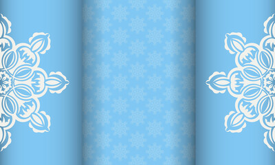 Baner of blue color with mandala white ornament for design under your logo