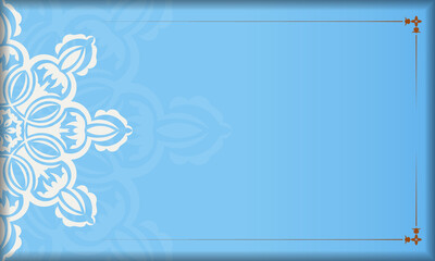 Baner of blue color with greek white ornaments for design under your logo