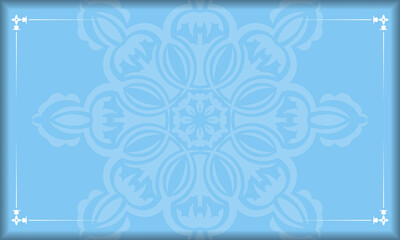 Fototapeta na wymiar Baner of blue color with Indian white ornaments for design under your logo
