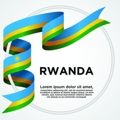 Rwanda Independence Day, Waving ribbon with Flag of Rwanda, Template for Independence day. logo vector illustration.