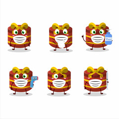 A picture of red round gift cartoon design style keep staying healthy during a pandemic