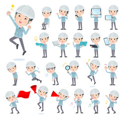 スマートフォンなどのデジタル機器を持つ現場監督男性のセット