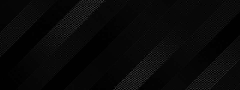 Black luxury background with diagonal stripes. Dark elegant dynamic abstract BG. Trendy geometric grey gradient. Universal minimal 3d sale modern backdrop. Amazing shine deluxe lines template. Carbone