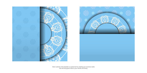 Blue color flyer with Greek white pattern for your congratulations.