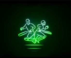 cricket player neon vector batsmen

