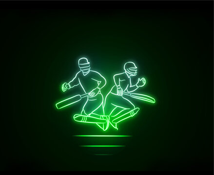 cricket player neon vector batsmen
