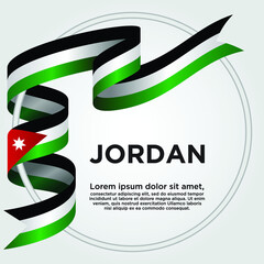 Jordan Independence Day, Waving ribbon with Flag of Jordan, Template for Independence day. logo vector illustration.