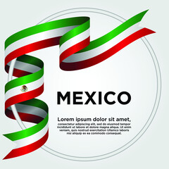 Mexico Independence Day, Waving ribbon with Flag of Mexico, Template for Independence day. logo vector illustration.