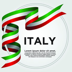 Italy Independence Day, Waving ribbon with Flag of Italy, Template for Independence day. logo vector illustration.