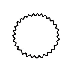 Hand drawn circle zigzag badge. Rustic grunge style circle badge for frame, label, burst border. Vector illustration. Drawn brush scribble line.