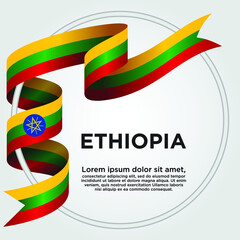 Ethiopia Independence Day, Waving ribbon with Flag of Ethiopia, Template for Independence day. logo vector illustration.