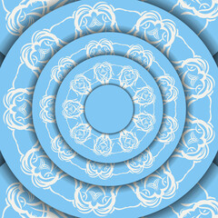 Blue banner with mandala white ornament and place for your logo or text