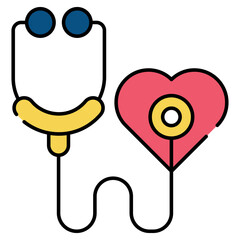 Conceptual flat design icon of heart checkup
