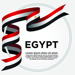 Egypt Independence Day, Waving ribbon with Flag of Egypt, Template for Independence day. logo vector illustration.