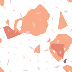 Terrazzo seamless pattern. Orange realistic